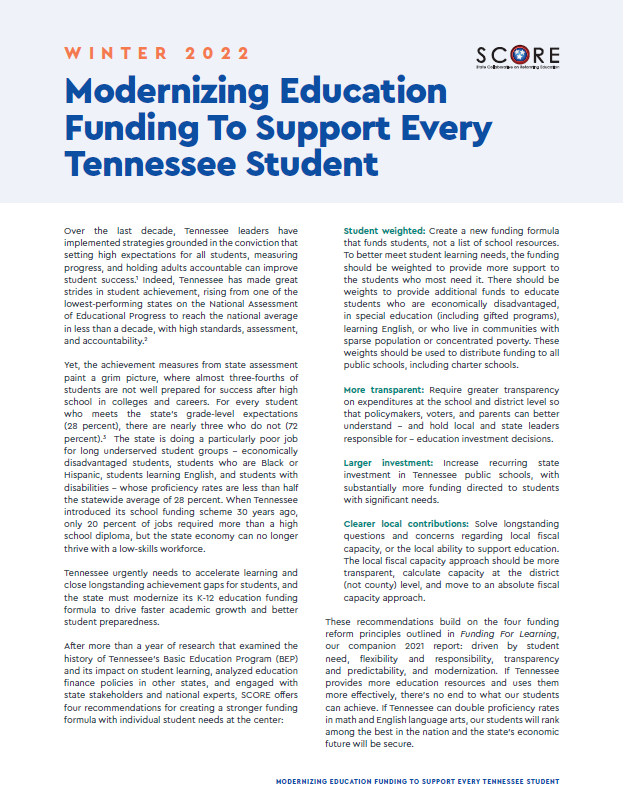 Modernizing Education Funding To Support Every Student